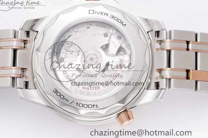 1218 UrbanChic Seamaster Diver 300M SS RG Black Ceramic Bezel JVSF 1:1 Best Edition Black Dial on SS RG Bracelet A 7786